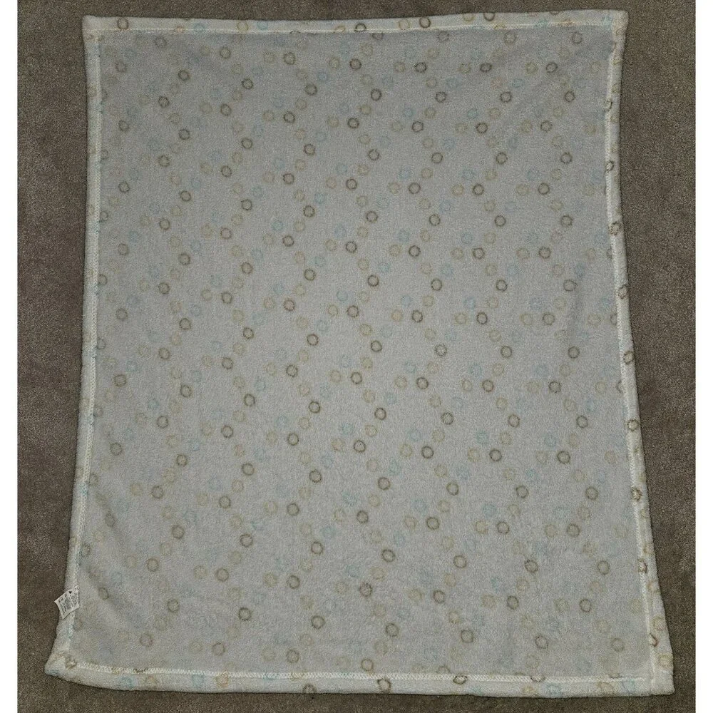 Cream Fleece Baby Blanket Brown Blue Tan Circles Dot 30